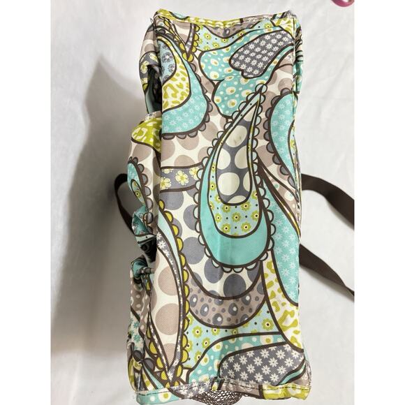 Thirty One Organizing Utility Tote Green Blue Harvest Floral 15 x 10 x 6 Pockets - Picture 5 of 5